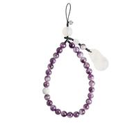 BTMDECOR Ciondolo a forma di telefono con perline di ametista, cordino da polso in cristallo da 8 mm, per ciondolo in giada