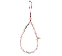 BTMDECOR Ciondolo per telefono in quarzo rosa con perline di cristallo a forma di fragola, portafortuna Feng Shui cordino da polso