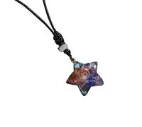 BTMDECOR Collana con ciondolo in resina e cristallo naturale con simbolo dell'energia, gioiello chakra fatto a mano per meditazione e regalo, One Size, Agata