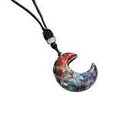 BTMDECOR Collana con ciondolo in resina e cristallo naturale con simbolo dell'energia, gioiello chakra fatto a mano per meditazione e regalo, One Size, Agata