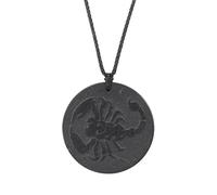 BTMDECOR Collana con ciondolo in shungite naturale, unisex, ciondolo rotondo nero con occhio, geometria o scorpione, One Size, Agata