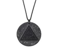 BTMDECOR Collana con ciondolo in shungite naturale, unisex, ciondolo rotondo nero con occhio, geometria o scorpione, One Size, Agata