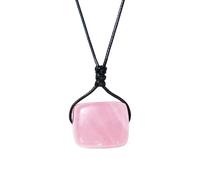 BTMDECOR Set di 3 collane con ciondolo quadrato in cristallo curativo naturale, pietre burattate, amuleto Reiki per corda intrecciata a mano, per uomini e donne, One Size, Agata