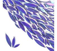 BTMIEY Piastrelle a mosaico in ceramica a petalo di foglie, 170 pezzi blu navy iridescenti, installazione con colla, stile contemporaneo, 4,9 x 1,3 cm, copertura 0,1 mq