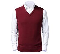 Btmpmcs Gilet Maglione Senza Maniche da Uomo Pullover in Maglia di Lana con Scollo a V Classico Panciotto Cardigan Canotte Smanicato Pullunder per Autunno Inverno
