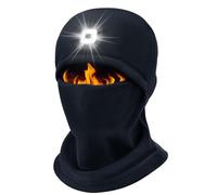 BTNEEU LED Illuminato Passamontagna Moto Invernale USB Ricaricabile Balaclava Termico Sottocasco in Pile Antivento Uomo con 4 LED Luce Sci Scaldacollo Maschere per Ciclismo Sci Running (Navy)