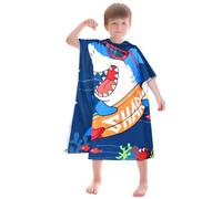 BTNEEU Poncho Asciugamano da Bambino Mare con Cappuccio - Super Assorbente, Asciugatura Rapida, Telo Mare Accappatoio per Bambini 6-12 Anni