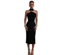 Btofeliin Vestito Donne Abiti Estivi Senza Maniche Solido Colore Backless Appeso Collo Abito Unico Abito Lunghi Club Cocktail Lavoro Attacco per Ciondolo in Metallo Abiti da Sera