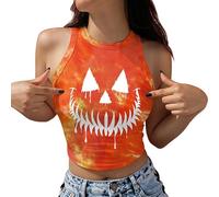 Btofellin Canotta Donna Halloween Collo Rotondo Canottiera Senza Maniche Slim Fit Tank Top Moda Maglietta Clubwear per Halloween