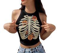 Btofellin Canotta Donna Halloween Collo Rotondo Canottiera Senza Maniche Slim Fit Tank Top Moda Maglietta Clubwear per Halloween