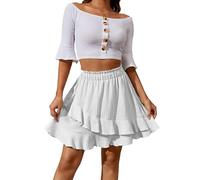 Btofellin Gonna Donna Estiva Volant a-Line Gonna Casual Plissettata con a Vita Alta Corta Skirt Mini Gonna da Spiaggia