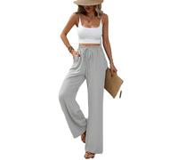 Btofellin Pantaloni da Donna Estivi Eleganti Lino Pantaloni con Tasche a Coulisse Larghi Sciolti Taglio Dritto Palazzo Pantaloni Leggeri per Ufficio Pantaloni Casual