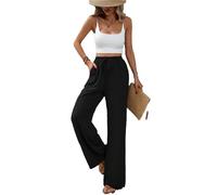 Btofellin Pantaloni da Donna Estivi Eleganti Lino Pantaloni con Tasche a Coulisse Larghi Sciolti Taglio Dritto Palazzo Pantaloni Leggeri per Ufficio Pantaloni Casual