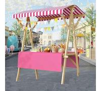 BTOIASYHF Carrello Del Mercato Rosa Per Le Aziende, Hot Dogs/Popsicles/Dolci/Popsicles Carrello Alimentare Pieghevole, Chiosco In Legno Per Strada Commerciale/eventi
