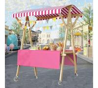 BTOIASYHF Carrello Del Mercato Rosa Per Le Aziende, Hot Dogs/Popsicles/Dolci/Popsicles Carrello Alimentare Pieghevole, Chiosco In Legno Per Strada Commerciale/eventi