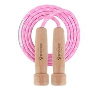 BTONGE Corda per Saltare per Adulti - Tradizionale Regolabile in Cotone Con Manico in Legno Naturale - Corda Velocità per Bruciare Grassi, Fitness e Sport - 300 CM / 9,8 FT