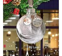 BTORER - Ornamento commemorativo trasparente fai da te con ciondolo a forma di piuma con foto vuota, con scritta "I have an angel", da appendere, ornamento commemorativo per albero di Natale,