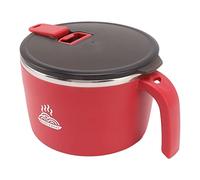 BTOSEP Ciotola per noodle in acciaio inox, grande capacità, con coperchio, multiuso, supporto per cellulare, per ufficio, dormitorio, 1300 ml (rosso)