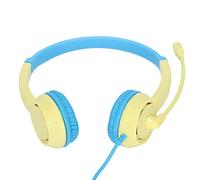 BTOSEP DT326 - Cuffie per bambini, con cavo e limitazione del volume, regolabili, per apprendimento online, scuola, uso domestico, jack leggero da 3,5 mm (giallo e blu)