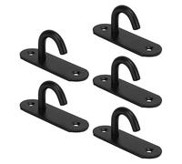 BTOSEP Gancio da soffitto in acciaio inox forte e durevole per appendere lanterne e ventilatori a soffitto, 5 pezzi, nero, 3 mm di spessore