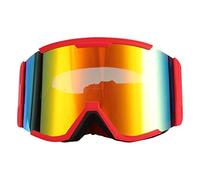 BTOSEP Occhiali da sci professionali a doppio strato anti appannamento Wide View per sport sulla neve, materiale 269,3 g (montatura rossa lenti rosse)