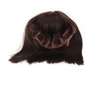 BTOSEP Parrucca corta e dritta castana a caschetto, donna, elegante, con capelli veri per occasioni speciali