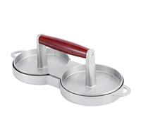 BTOSEP Pressa per Hamburger con Manico in Legno, Antiaderente per un Facile | Manico in legno antiscottatura, elevata durata, perfetto per il fai da te, crea 2 polpette contemporaneamente