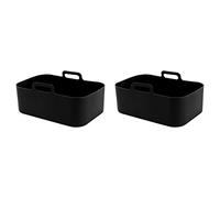BTOSEP Set di 2 cestini e tappetini in silicone per friggitrice, resistenti, antiaderenti, riutilizzabili, per DZ201 Foodi 8QT, in silicone premium, 2 set (nero)