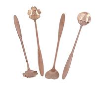 BTOSEP Set di 4 cucchiaini da caffè eleganti in acciaio inox, perfetti per la casa e le feste (oro rosa)