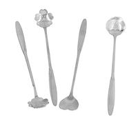 BTOSEP Set di 4 eleganti cucchiai da caffè in acciaio inox, perfetti per la casa e le feste (argento)