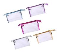 BTOSEP Set di 5 borse per cosmetici trasparenti in colori eleganti, per organizzare trucchi e accessori, in pelle PU trasparente, resistente, 23,6 x 15 x 5,1 cm