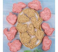 BTOSEP Set di formine per biscotti 3D, ecologiche, rosa, per cuocere deliziosi dolcetti, 8 pezzi per tutte le celebrazioni natalizie (#7)