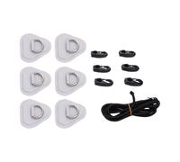 BTOSEP Set di patch con anello a D in acciaio inox, fissaggio sicuro, cavo regolabile per gommoni, flotte, canoa, kayak, tavola da surf (grigio)