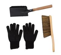 BTOSEP Set di Spazzole per Pala per Cenere di Camino, Resistente Acciaio Al | Include spazzola per la pulizia, in silicone, ideali per caminetto, materiale leggero e robusto
