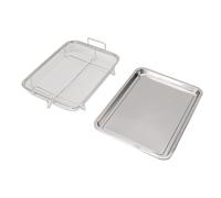 BTOSEP Set di vassoio e cestello per friggere in acciaio inox per cucinare e arrostire con gusto, impugnatura sicura per gli appassionati di barbecue (stile 1)
