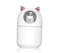 BTOSEP Umidificatore portatile USB a forma di gatto, con luce LED colorata, per auto, casa, ufficio (bianco)