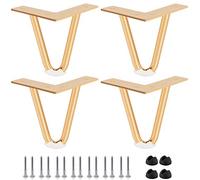 Btowin Gambe a forcina da 20,3 cm, 4 pezzi, in metallo resistente, con protezioni per pavimenti in gomma e viti, per progetti fai da te, supporto TV, divano, armadio, colore: oro