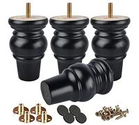 Btowin - Gambe per mobili in legno massello, 10,2 cm, 4 pezzi, con bulloni filettati da 5/16", piastra di montaggio e viti, per divano, sedia, ottomano, divanetto