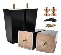 Btowin Gambe per mobili in legno massello, 10 cm, 4 piedini di ricambio moderni a piramide in legno metà secolo, con bulloni filettati M8, piastra di montaggio e viti, per divano e sedia