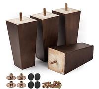 Btowin Gambe per mobili in legno massello, 12 cm, 4 pezzi, stile moderno, a piramide, gambe di ricambio per divano con bulloni filettati M8, piastra di montaggio e viti, per divano e sedia