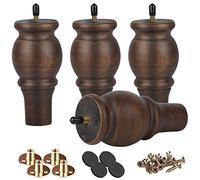Btowin Gambe per mobili in legno massello, 15,2 cm, 4 pezzi, piedini rotondi in legno con piastra di montaggio e viti, per divano, divano, ottomano, sedia, divano