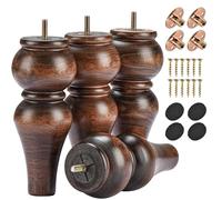 Btowin Gambe per mobili in legno massello, 20 cm, 4 pezzi, piedini in legno con bulloni filettati M8, piastra di montaggio e viti per divano, armadio, poltrona, smaltatura