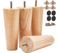 Btowin - Piedini di ricambio in legno massiccio, 4 pezzi, metà secolo, con bulloni filettati da 5/16'' e piastra di montaggio e viti per divano, divano, poltrona, mobile TV