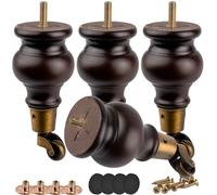 Btowin VCF Gambe per mobili in legno con rotelle, 15 cm, 4 gambe in legno massello di noce, rotonde, tornite, piedini di ricambio fai da te per poltrone, poltrone, poltrone, ottomane, armadietti