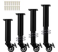 Btowin VCF Gambe regolabili per mobili da 14 a 18 cm, in metallo, con ruote girevoli, 4 gambe di supporto di ricambio resistenti per armadio/mensola/sedia/cassettiera/tavolino da caffè