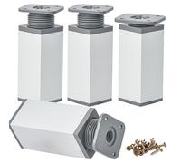 Btowin VCF Gambe regolabili per mobili da 5 cm, 4 piedini quadrati in lega di alluminio argento opaco, altezza regolabile da 0 a 20 mm, gambe di ricambio per armadio, scrivania, divano, armadio