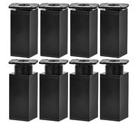 Btowin VCF Gambe regolabili per mobili da 5 cm, 8 piedini di supporto quadrati neri in lega di alluminio, altezza regolabile da 0 a 20 mm, gamba di ricambio per armadietti, tavoli, divani, credenze