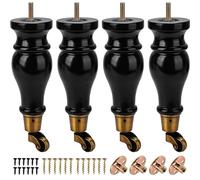 Btowin VCF Piedini per mobili in legno, 22 cm, con ruote, set da 4 pezzi, in legno massiccio, con ruote e bulloni M8 preforati e piastre di montaggio per armadio, divano, sedia a sdraio