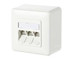 BTR, 130B11D30002-E, Presa di rete da parete modulo C6A, 3 porte, 180°M, colore: Bianco