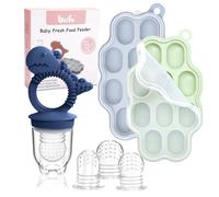 Btrfe - Contenitore per alimenti per bambini con succhiasfrutta, ciuccio per frutta per neonati, per dentizione popsicle, per alimenti per bambini, per il congelamento, colore: blu